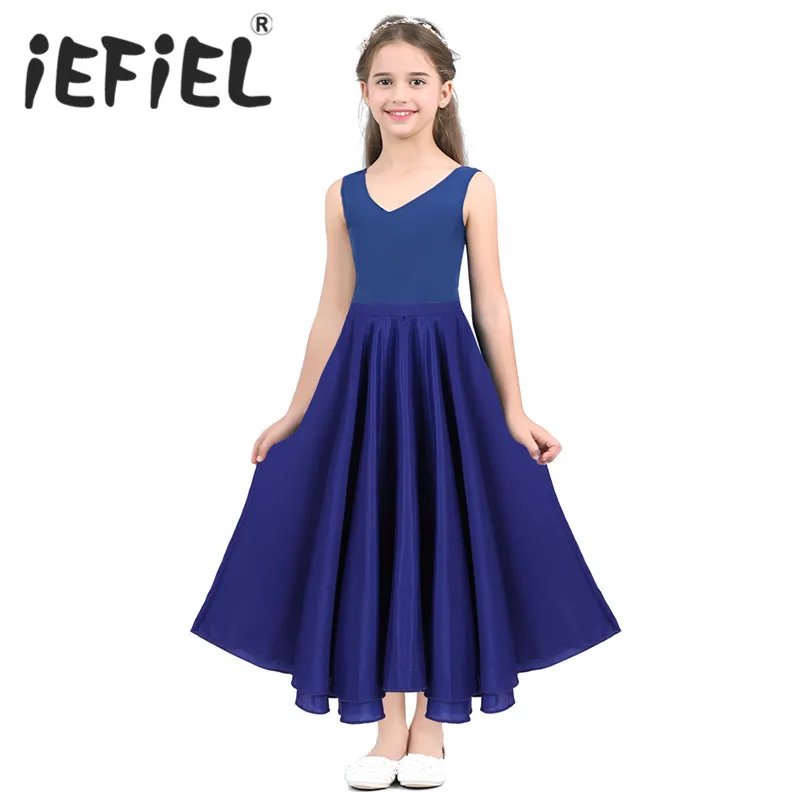 

iEFiEL Girls Tutu Skirts Maxi Full Circle Skirt for Performance Celebration of Spirit Praise Dance Wear Party Dancing Clothes