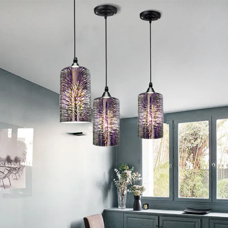 Simple Gl Lamp Fireworks Led Pendant Light Colorful Simple Gl Lamp Fireworks Led Pendant Light Colorful Plated Modern Vintage Indoor Lighting Hanging Fixture In Lights From