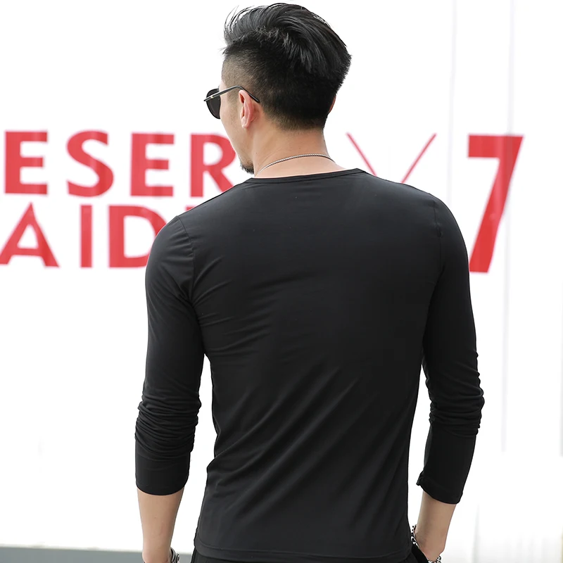 Puimentiua 3XL básica de los hombres camiseta Casual sólido de manga larga camiseta Hombre primavera otoño Top talla grande ropa camiseta masculina Puimentiua 3XL básica de los hombres camiseta Casual sólido de manga larga camiseta Hombre primavera otoño Top talla grande ropa camiseta masculina