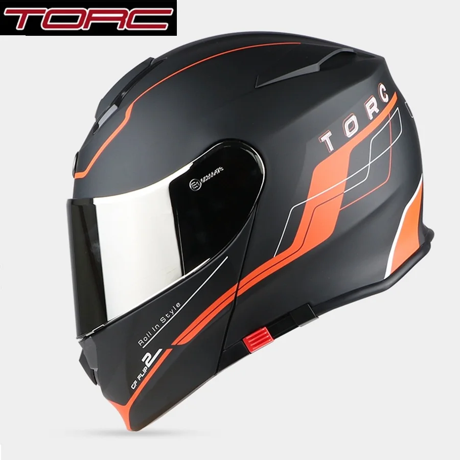 1 шт. двойной козырек откидной модульный ABS DOT ECE Moto шлем полный уход за лицом мотокросса защита головы мотоциклетный шлем - Цвет: orange narrow
