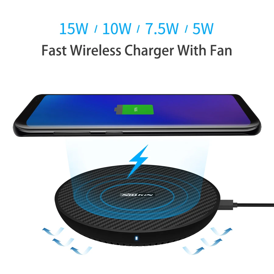 

15W Fast Wireless Charger,Nillkin Qi Fast Wireless Charging Pad Fiber for iPhone XS Max/XS/8/8 Plus For Samsung S9/Note 8/S8/S8+