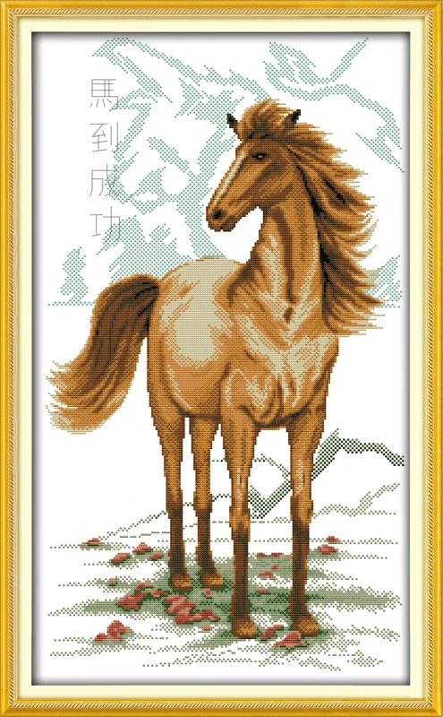 

Hot Horse bring success DMC Animal cross stitch kits 14ct white 11ct printed embroidery DIY handmade needle work wall home decor