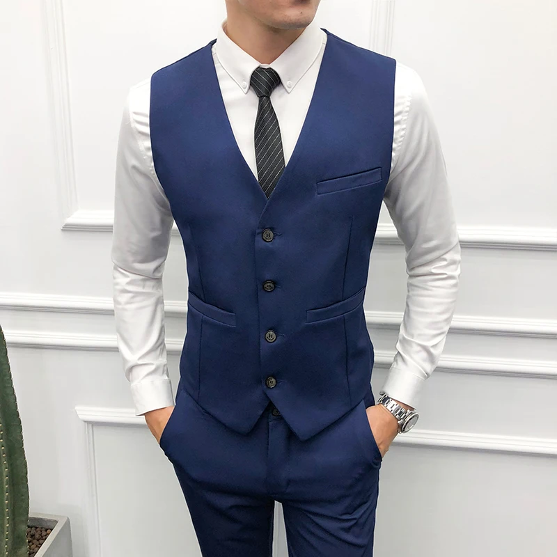 Fieer Mens Splicing Necktie Casual Plus-Size Party Suit Dress Vest