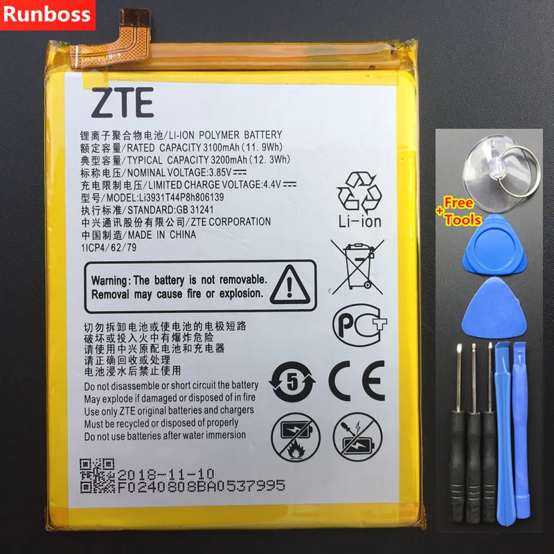 Runboss 3200 мАч для zte Li3931T44P8h806139 батарея Nubia Li3932T44P8h806139+ Инструменты