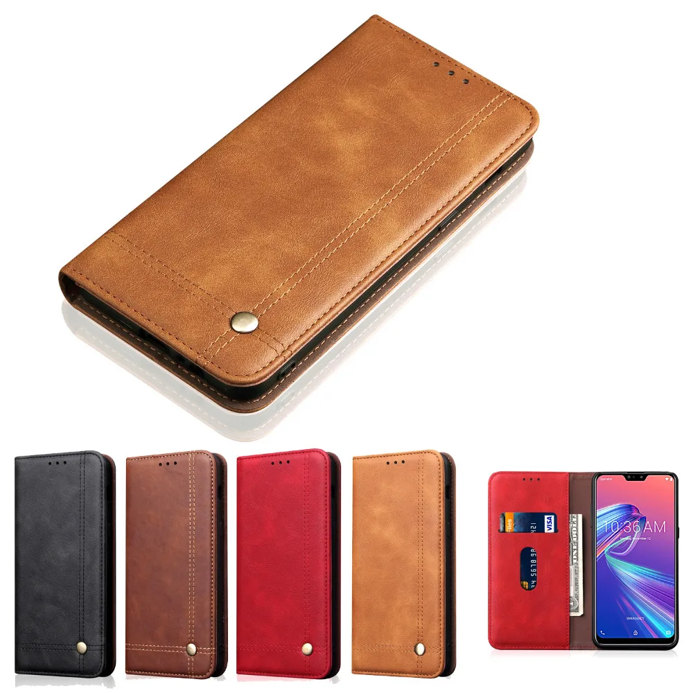 case for Asus Zenfone 6 ZS630KL Max Shot ZB634KL Plus (M2) phone leather flip cover luxury card slots coque cases | Мобильные