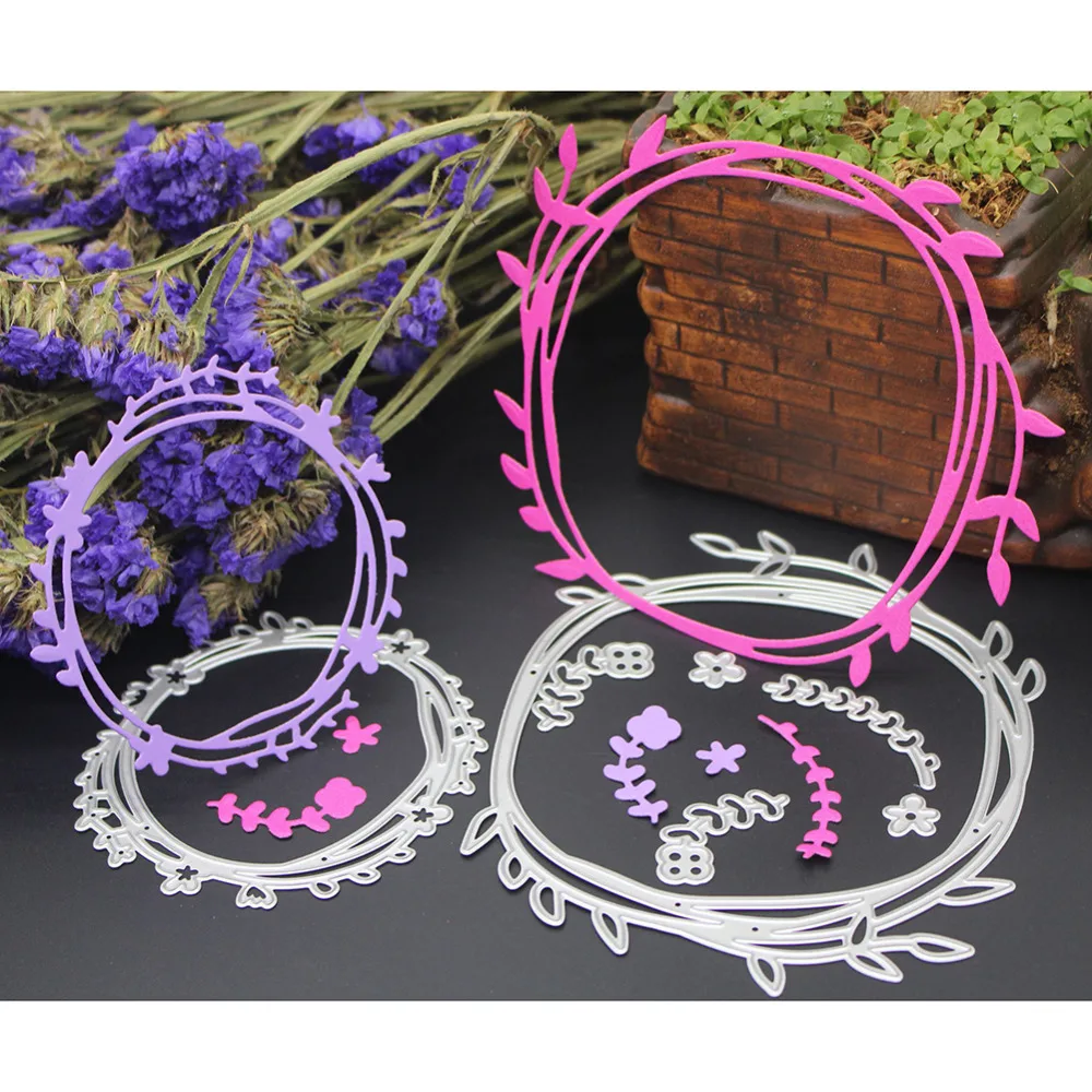 

New Metal Cutting Dies Stencils Flower Leaves Vine Wreath Circle DIY Scrapbook Embossing Album Paper Card Draft Craft Decor