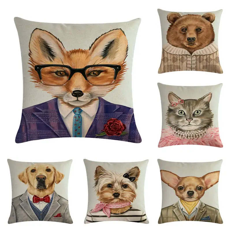 

45cm*45cm Mr. pet design linen/cotton throw pillow covers couch cushion cover home decorative pillows