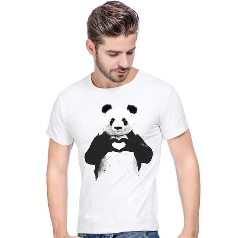 mens clothes t shirt Cool Style White Summer cool Panda Printed T shirt For Men Harajuku Fashion Tees Tops