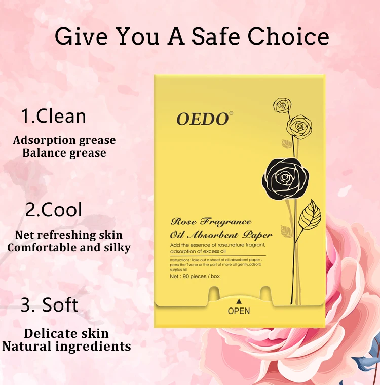 90 шт./упак. OEDO Rose Oil абсорбирующая бумага глубокое очищение лица контроль пор масло для лица не повреждает кожу улучшает жирность кожи