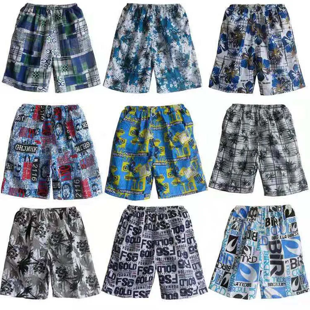 

Plaid floral pattern pocket beach pants loose men's new beach pants printed fashion beach pants beach pants five pants