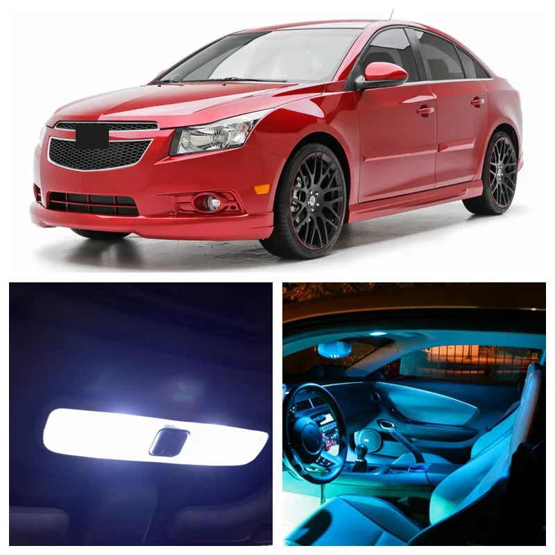 

8pcs White Ice Blue LED Light Bulbs For 2010-2015 Chevy Chevrolet Cruze Interior Package Kit Map License Plate Lamp Chevy-EF-03