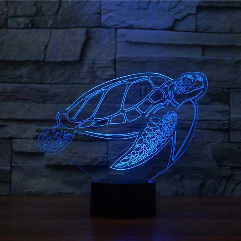 7 Colors Changing 3D Bedside Sea Turtle LED NightLight ...