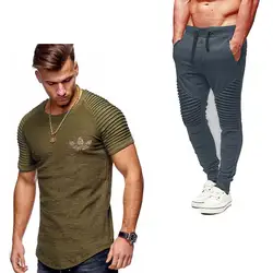 2019 Лидер продаж Для мужчин комплект футболки + Штаны комплекты из двух предметов Повседневное спортивный костюм новый мужской