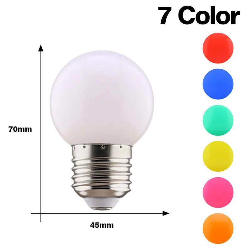 28 Lampadine LED E27 Colorate 2W | Rosse, Verdi, Blu, Gialle, Rosa, Viola, Arancione | Per Albero Di Natale, Feste E Decorazioni Estere | Confezione Mista 7 Colori - 3