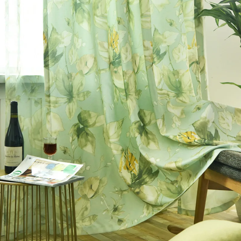 Зеленые занавески в деревенском стиле для спальни, кабинета, гостиной, занавески P338D3