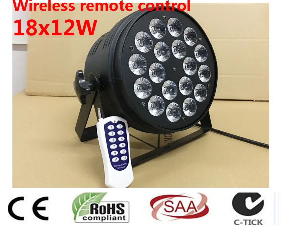 Wireless remote control 18x12W Led Par Light RGBW 4in1 DMX Professional
