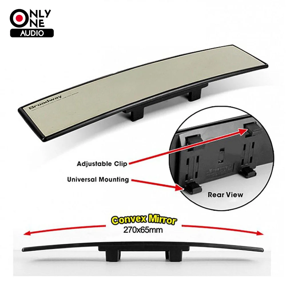 ONLY ONE AUDIO Universal 270mm Wide Convex Auto Clear font b Interior b font Mirrors Clip