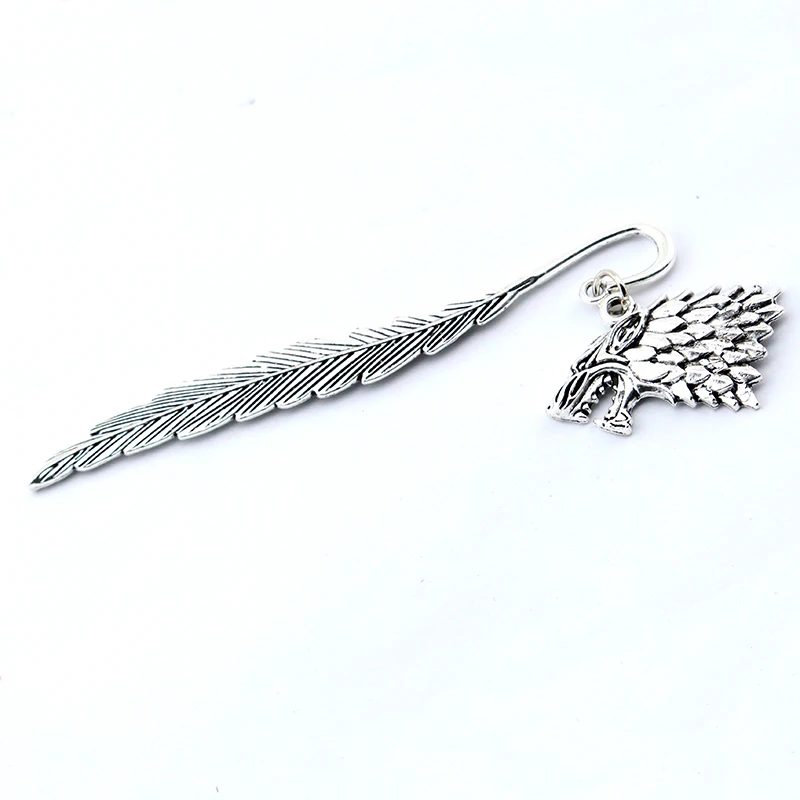 

HBO Game of Thrones Bookmarks House Stark Wolf Head Logo Metal Alloy Books Marker Pendant Jewelry Gift Fans