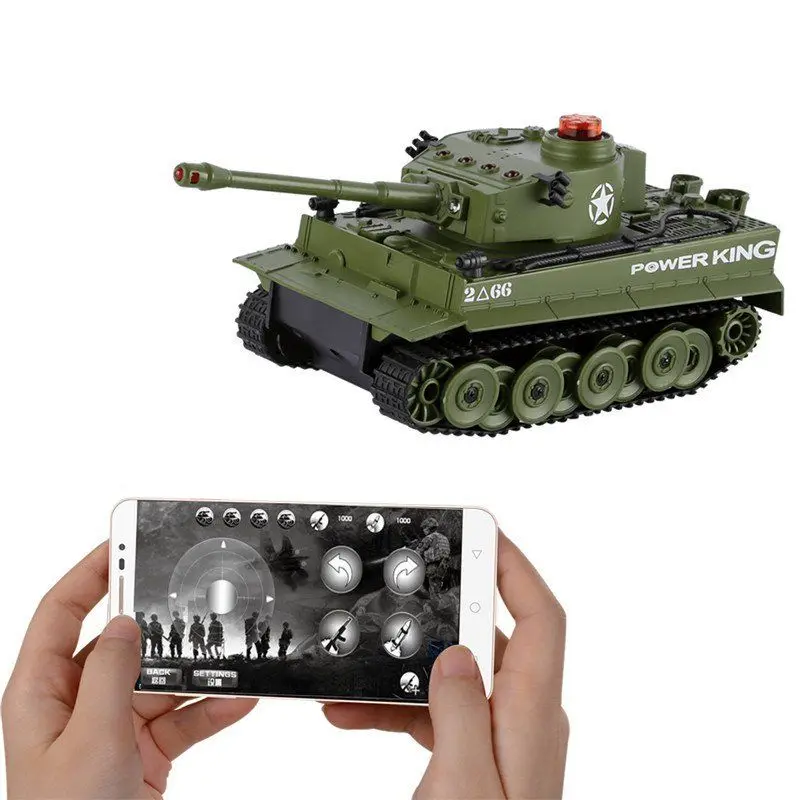 HUANQI 1/32 Радиоуправляемый автомобиль боевой танк с телефоном Bluetooth пультом