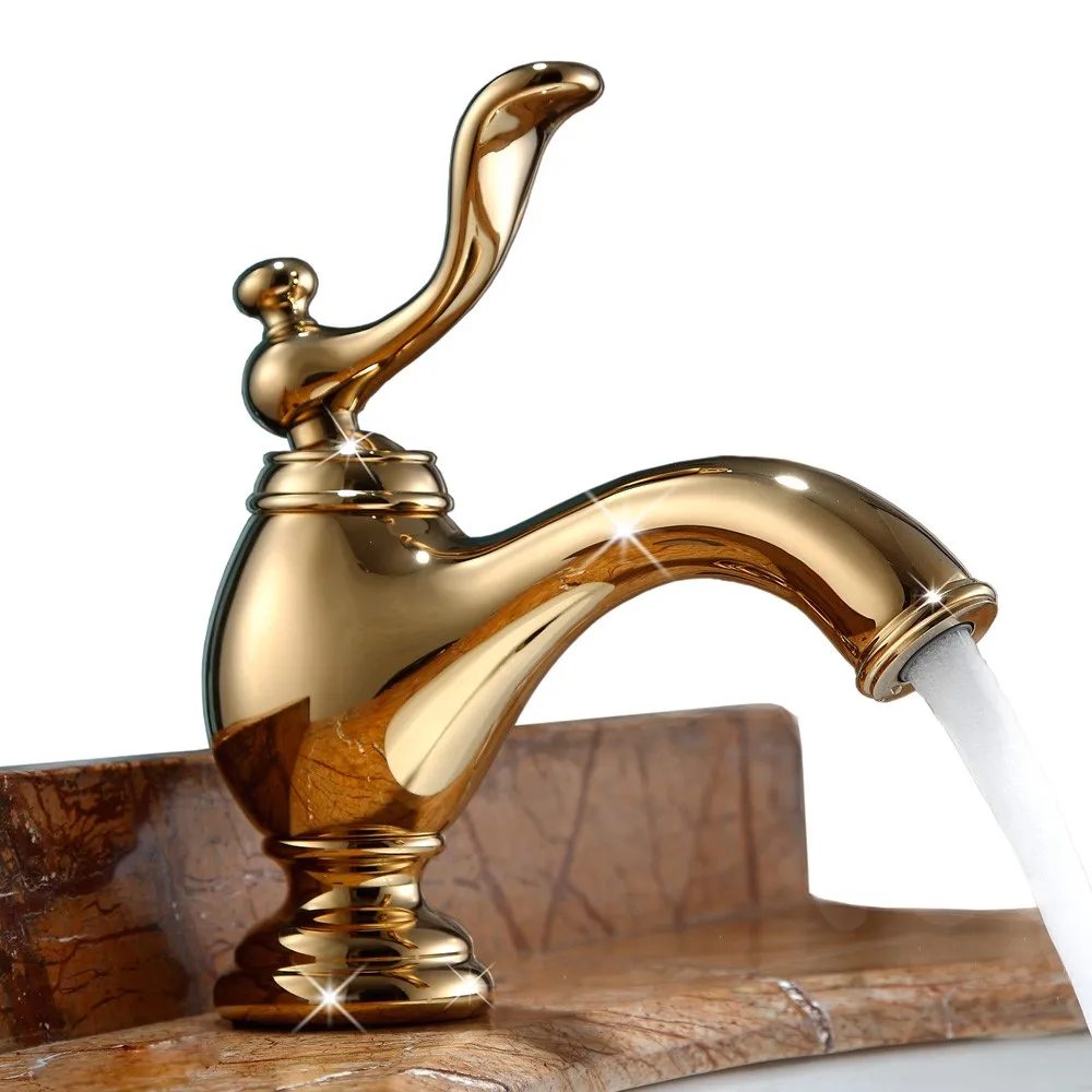 Luxury gold high quality solid brass bathroom sink faucet Classic style