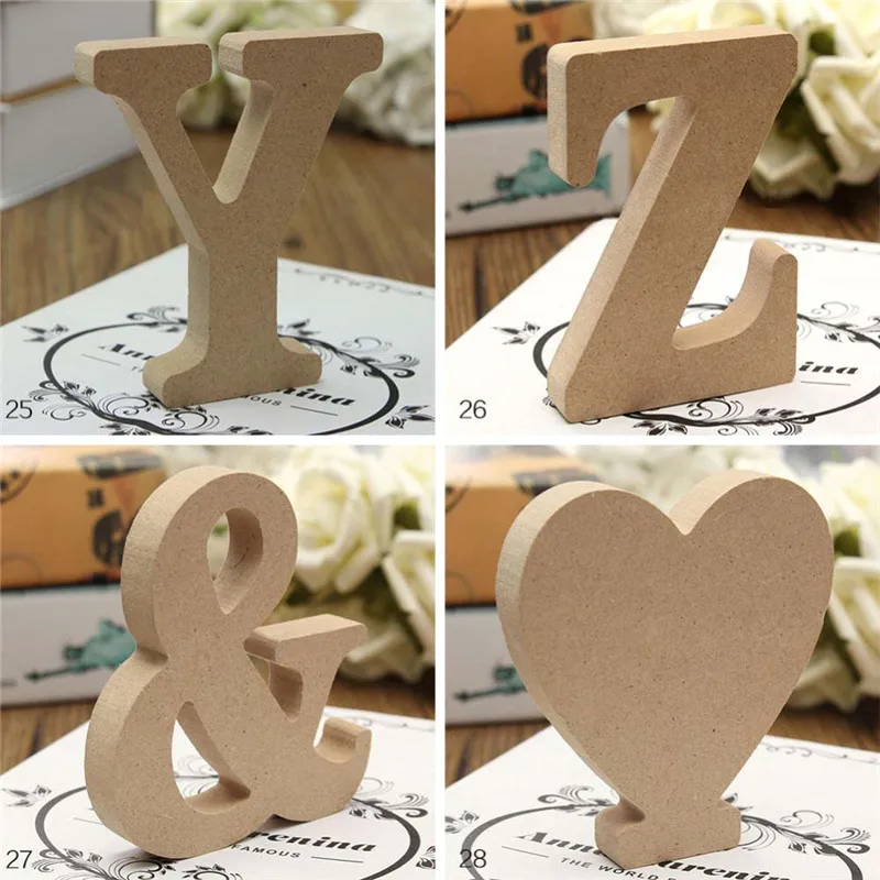 Wooden English Letters Shape Wedding Birthday Home Decor Ornaments Supply Craft
