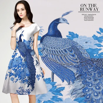 

120*145cm/pcs 2016 France imported jacquard tapestry satin fashion fabric for dress cheongsam tissu au meter bright cloth DIY