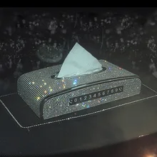 Алмазная коробка для салфеток, держатель для автомобильных кожаных кристаллов, бумажный чехол для полотенец, чехол с номером карты, Шикарные Аксессуары для салона автомобиля