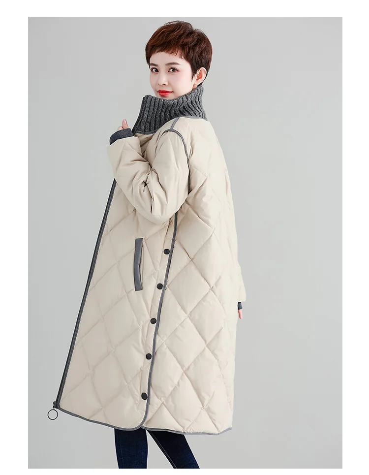 Размер M~ 3XL новые женские пуховые пальто размера плюс длинная парка куртки с пуговицами зимняя трикотажная женская верхняя одежда с воротником зимняя одежда