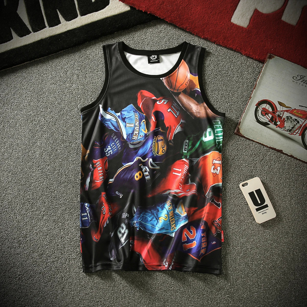 

Hip-hop NBA Tank Tops Men's 2018 Summer 3d Mesh Vest Fit Slim Sleeveless Tee Shirts ventilate Bodybuilding Clothing 19 Color