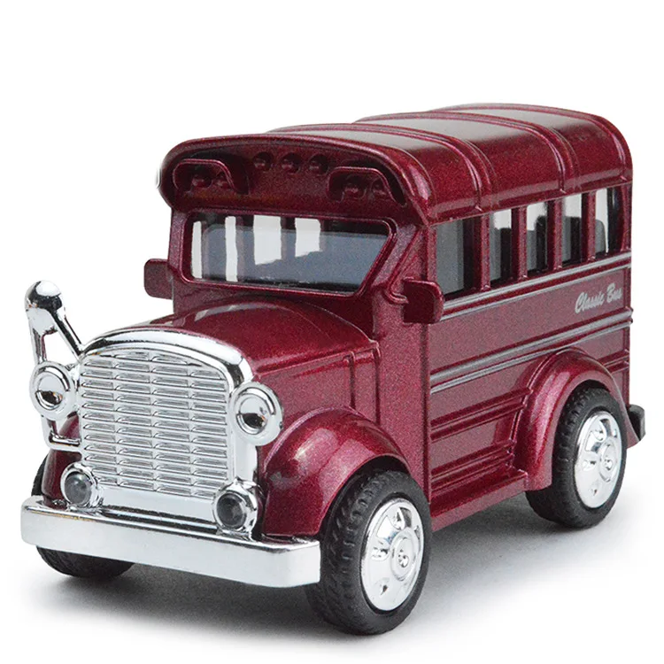 

retro school bus alloy sound and light recovery model children's toy car Pull Back Flashing Sound Kid's Toys birthday gift 1:43