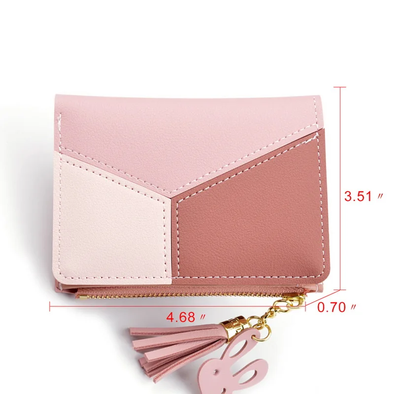 Oeak Wallet Short Women Wallets Zipper Purse Patchwork Fashion Panelled Wallets Trendy Coin Purse Card Holder Leather