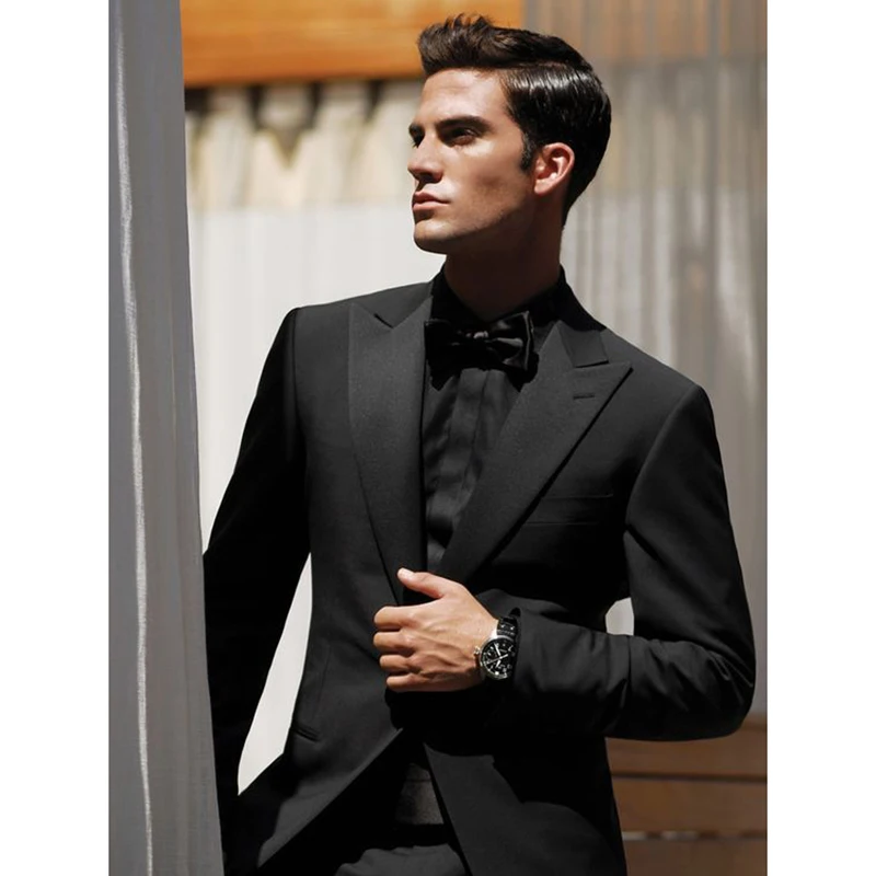 Black Coat Pant Design Mens Suits Groom 