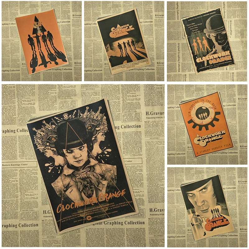 

A Clockwork Orange Classic Movie Kraft Paper Poster Bar Cafe Living Room Dining room
