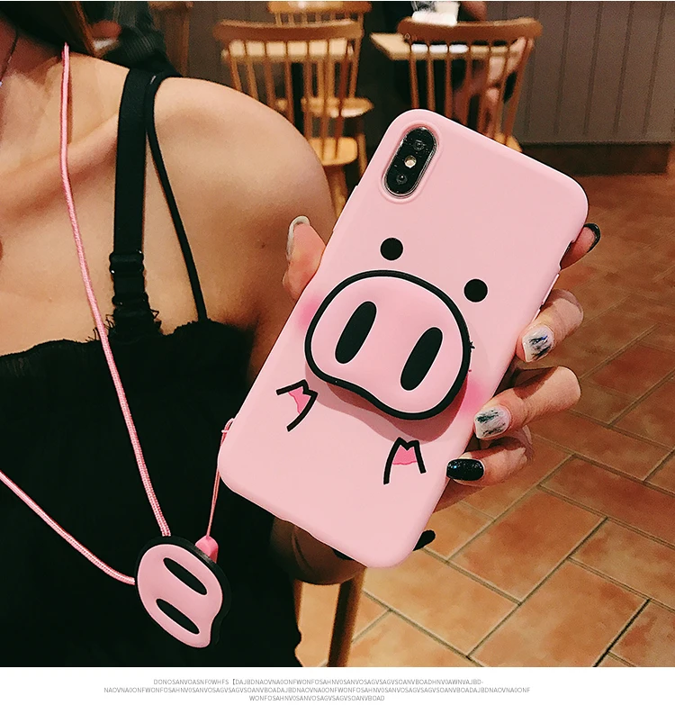 

For Xiaomi Redmi 4X Case Pig TPU Case Pig Nose Soft TPU Phone Strap Rope Case For Xiaomi Pocophone F1 Redmi 4X Note 6 Pro