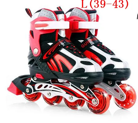 Профессиональные мягкие мигающие роликовые коньки 8 колес освещенные роликовые коньки обувь для детей Открытый Fingure катание - Цвет: Red L