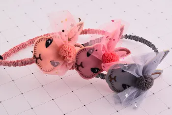 

Boutique 12pcs Fashion Cute Felt Rabbit Hairbands Solid Glitter Star Gauze Pom Pom Bow Bunny Hard Headbands Princess Headwear