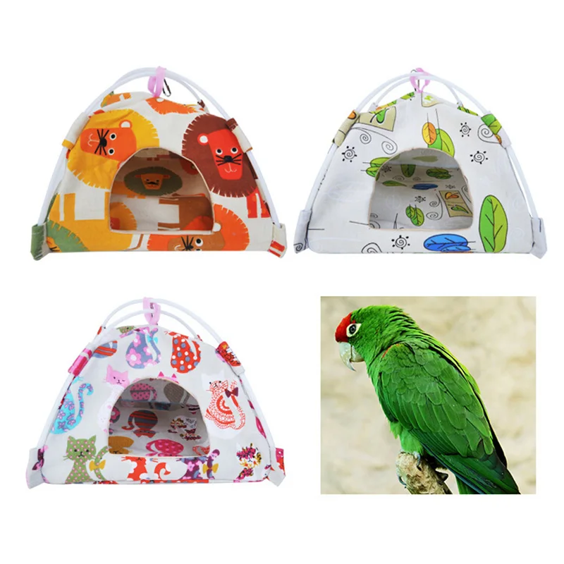 

S/M/L Size Cartoon Bird Parrot Tent House Canvas Fabric Bird House Bed Cave Cage Hammock Mini Animal Parrot Pet Supplies 1pc