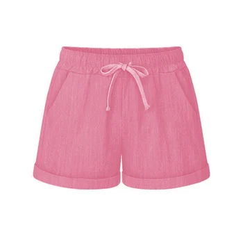 

Newly Summer Women Wide Leg Shorts Cotton High Waist Drawstring Pockets Girl Casual Shorts Plus Size M-6XL DO99