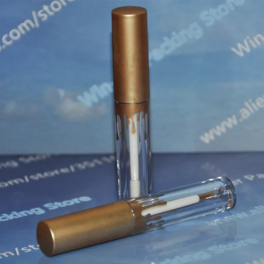 100PCS 2.5ml Cute Gold Lid Lip Gloss Tube Transparent Empty Lipgloss