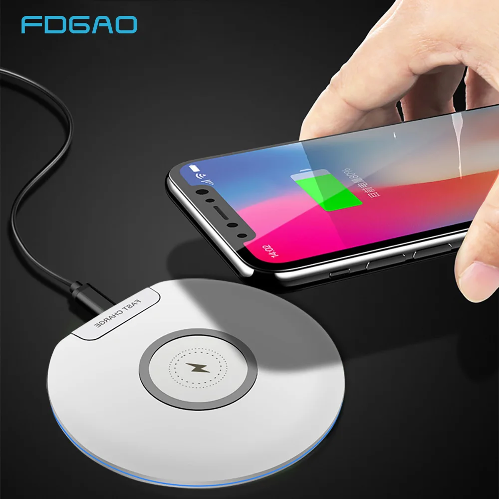 FDGAO 10W Fast Wireless Charger for IPhone X XR XS Max 8 Plus Qi Quick Charge for Samsung Note 9