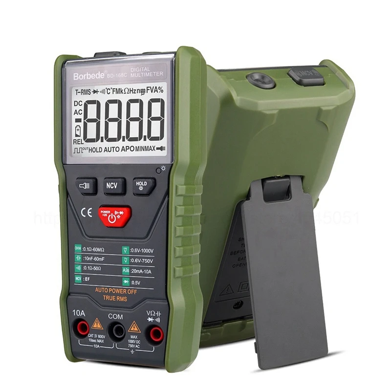

HLZS-Borbede 168C Auto-Scanning Digital Multimeter Dc Ac Voltage Current Capacitance Resistance True Rms Tester 6000 Count Por