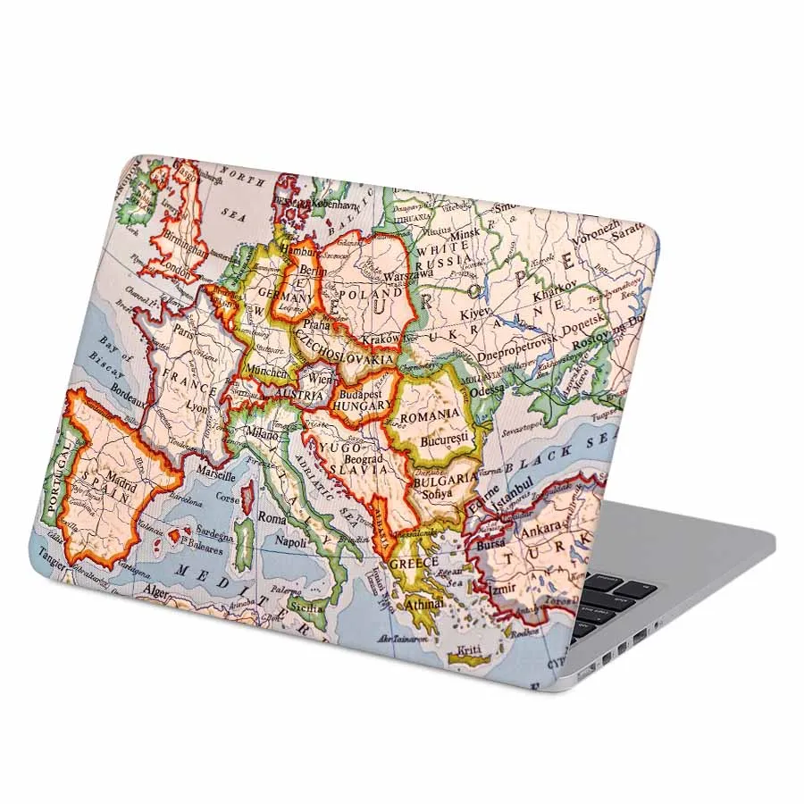 Винтажная Карта Европы чехол для ноутбука с полным покрытием наклейка Apple Macbook Pro