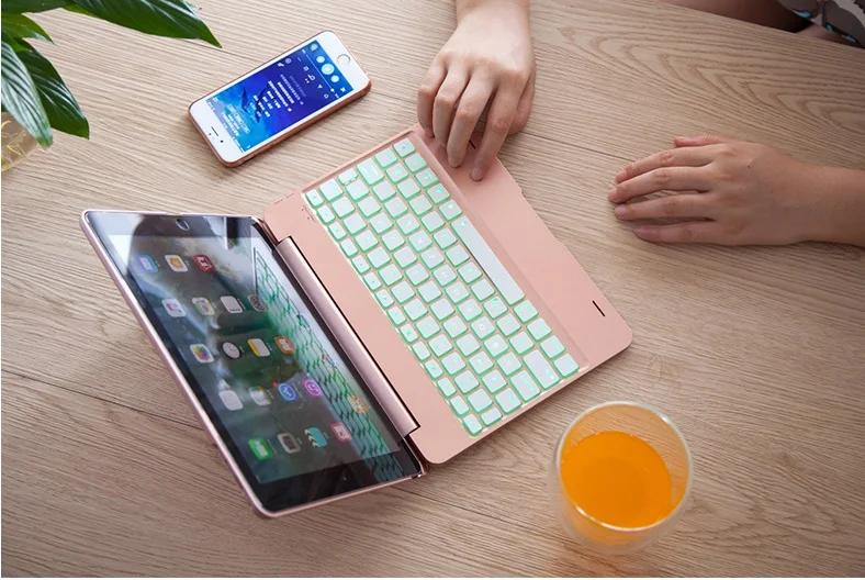 Slim ABS Wireless Bluetooth Case for iPad 6 iPad Air 2 Case Keyboard Kickstand Flip PC Cover for iPad Air 2 keyboard Cover       (5)