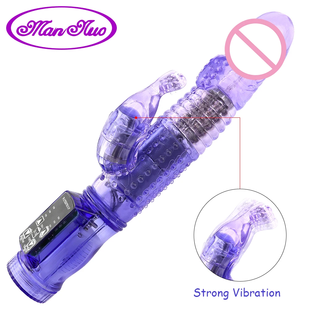 Man nuo Dual motor Rabbit Vibrators 12 Speeds Up Vibration and Rotation G Spot Vibrator Massager