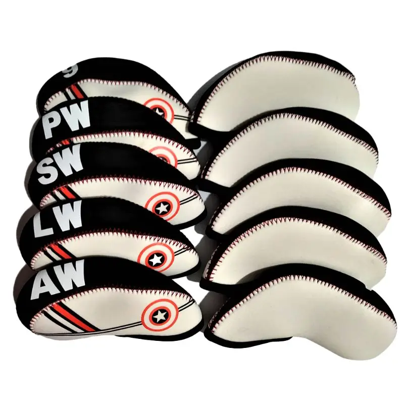 

10 Pcs/Set Golf Cover Iron Pole Polo Head Covers Putter Protector Outdoor Sports Diving Fabric Waterproof Universal Protection