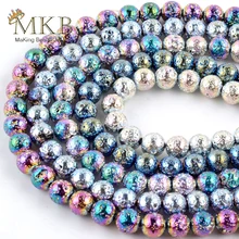 Из Натурального Гематита лавовый Камень Круглые бусины для изготовления ювелирных изделий 4/6/8/10 мм вулканической породы Spacer Бусины Diy Браслеты Цепочки и ожерелья