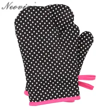 Neoviva прочные рукавицы для детей на игровой кухне, набор из 2, стиль Венди, в горошек черные кухонные прихватки для духовки рукавицы