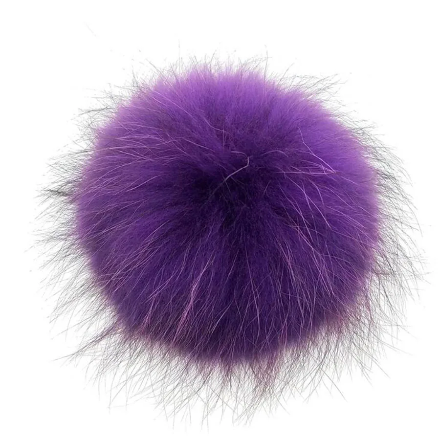 DIY натуральный помпон Лисий Мех Аксессуары для Skullies шапки настоящий помпон лисий мех большой шар помпон для шапки сумки обувь 13-14 см - Цвет: Purple raccoon
