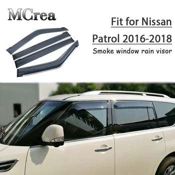 

MCrea 4pcs ABS Car Smoke Window Sun Rain Visor Deflector Guard For Nissan Patrol 2016 2017 2018 Styling Accessories