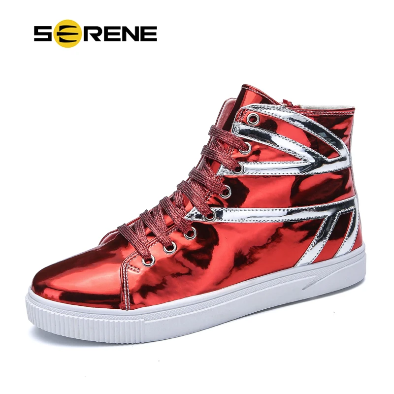 

SERENE Brand New Boots Men Glittering Leather Shoes Fashion Sneakers Waterproof Male Casual Ankle Boot Street Style Canvas Bot